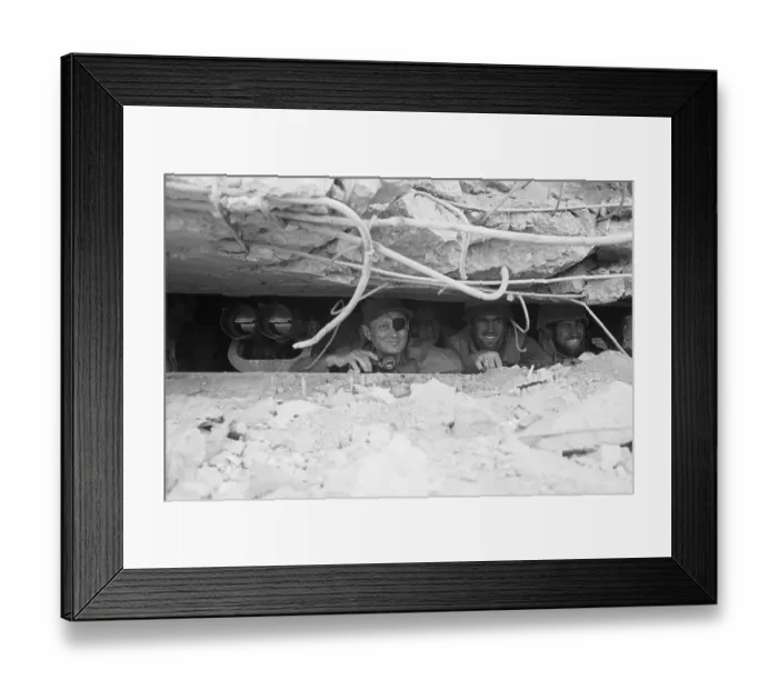 Framed Print : Moshe Dayan Peers Out of Bunker Slit Framed Print : Moshe Dayan Peers Out of Bunker Slit