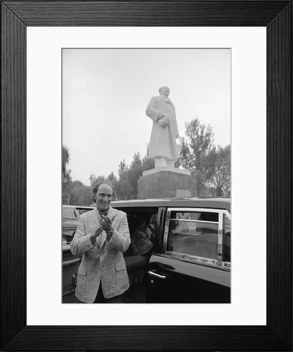 Framed Print : Pierre Trudeau Beneath Statue Framed Print : Pierre Trudeau Beneath Statue