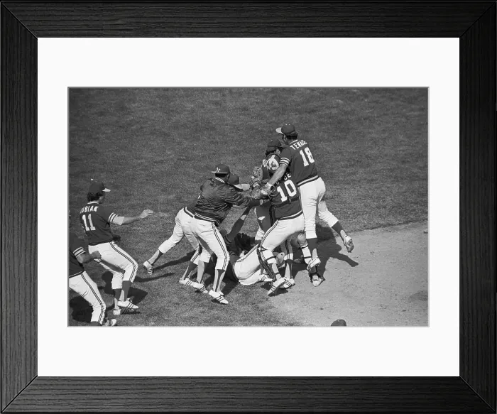 Framed Print : Jim Hunter being Swarmed in Celebration