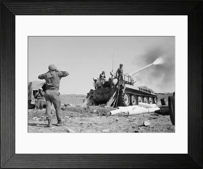 Framed Print : Israeli Tank Firing From the Golan Heights Framed Print : Israeli Tank Firing From the Golan Heights
