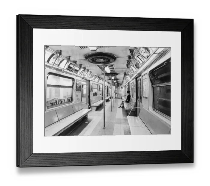 Framed Print : Policewoman in Subway Car Alone Framed Print : Policewoman in Subway Car Alone