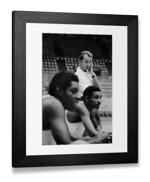 Framed Print : Bob Cousy Looking Distressed at Practice Framed Print : Bob Cousy Looking Distressed at Practice