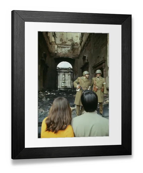 Framed Print : Riot Police At Palace Ruins Framed Print : Riot Police At Palace Ruins