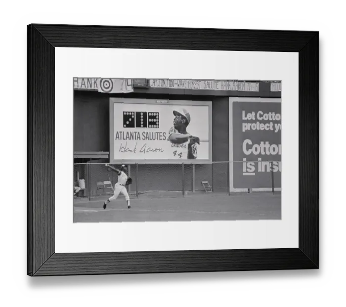 Framed Print : Hank Aaron Under Sign Saluting His Home Runs Framed Print : Hank Aaron Under Sign Saluting His Home Runs