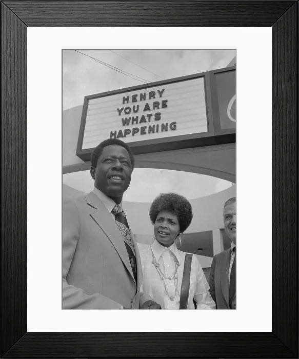 Framed Print : Hank Aaron and Billye Williams Arriving at Press Conference Framed Print : Hank Aaron and Billye Williams Arriving at Press Conference