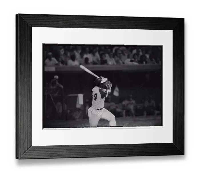 Framed Print : Hank Aaron with Bat Still in The Air Framed Print : Hank Aaron with Bat Still in The Air