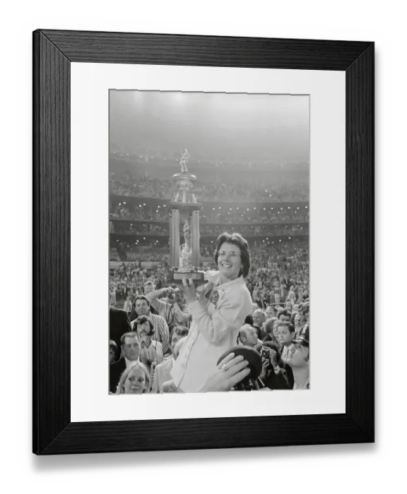 Framed Print : Billie Jean King Holding Trophy Framed Print : Billie Jean King Holding Trophy