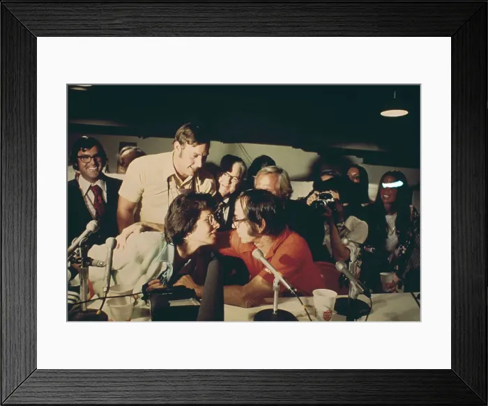 Framed Print : Billie Jean King And Bobby Riggs At Press Conference Framed Print : Billie Jean King And Bobby Riggs At Press Conference