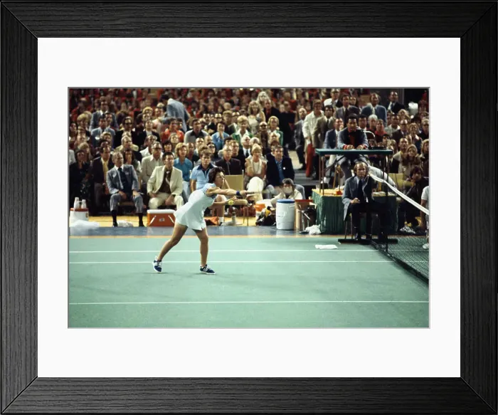 Framed Print : Billie Jean King Reaching for Ball Framed Print : Billie Jean King Reaching for Ball