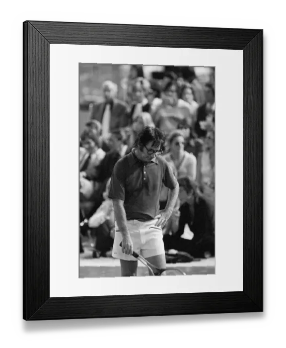 Framed Print : Dejected Bobby Riggs on the Tennis Court Framed Print : Dejected Bobby Riggs on the Tennis Court
