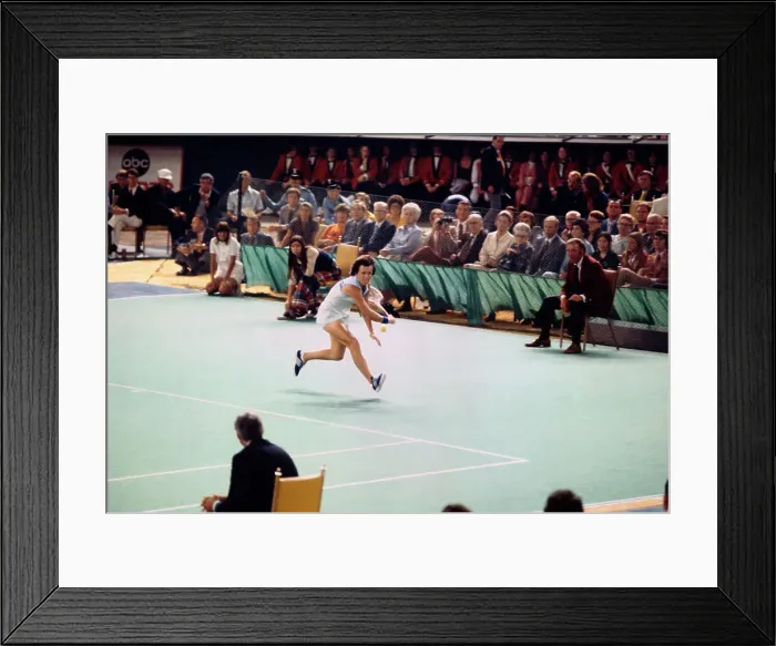 Framed Print : Billie Jean King in Game Against Bobby Riggs Framed Print : Billie Jean King in Game Against Bobby Riggs
