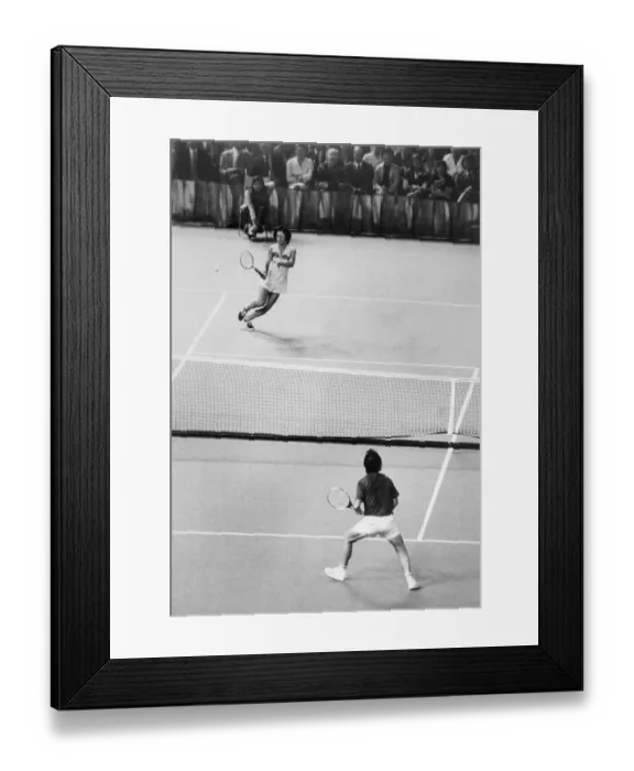 Framed Print : Billie Jean King and Bobby Riggs Playing Tennis Framed Print : Billie Jean King and Bobby Riggs Playing Tennis