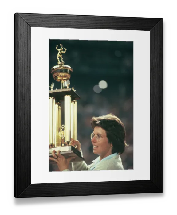 Framed Print : Billie Jean King Holding Her Trophy Framed Print : Billie Jean King Holding Her Trophy