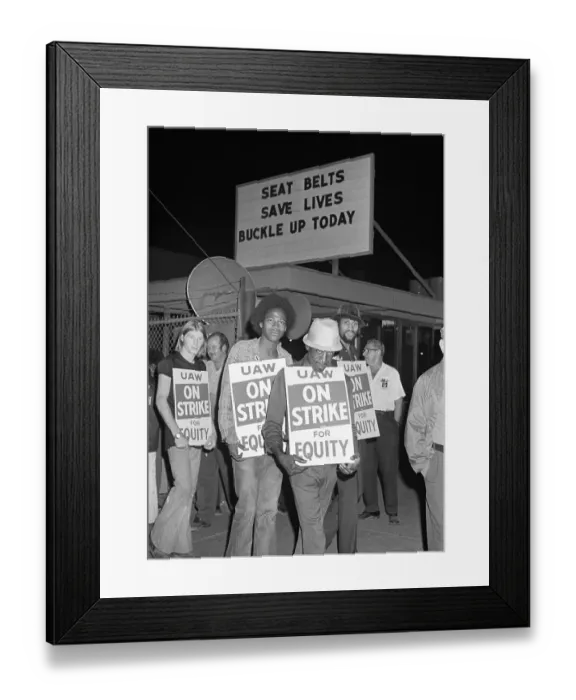 Framed Print : Auto Workers From Chrysler Picket