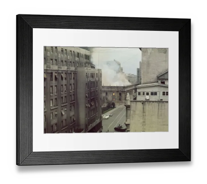 Framed Print : La Moneda Palace Burning Framed Print : La Moneda Palace Burning