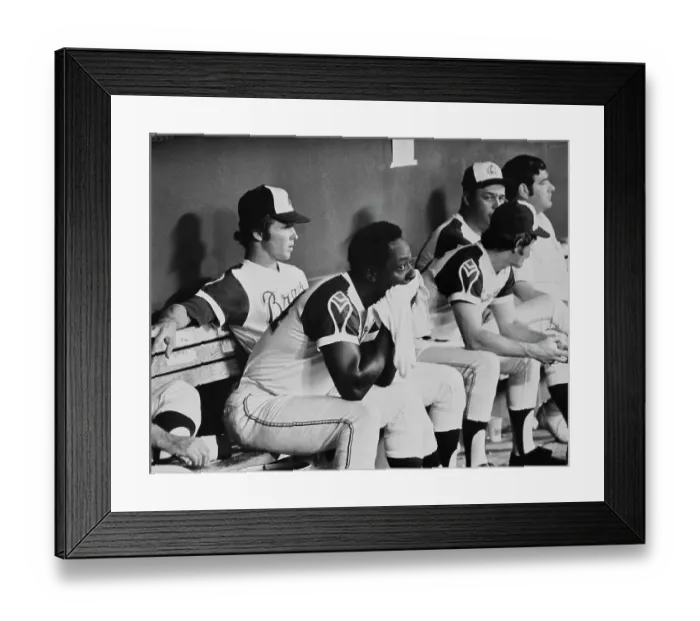 Framed Print : Hank Aaron In Dugout Framed Print : Hank Aaron In Dugout
