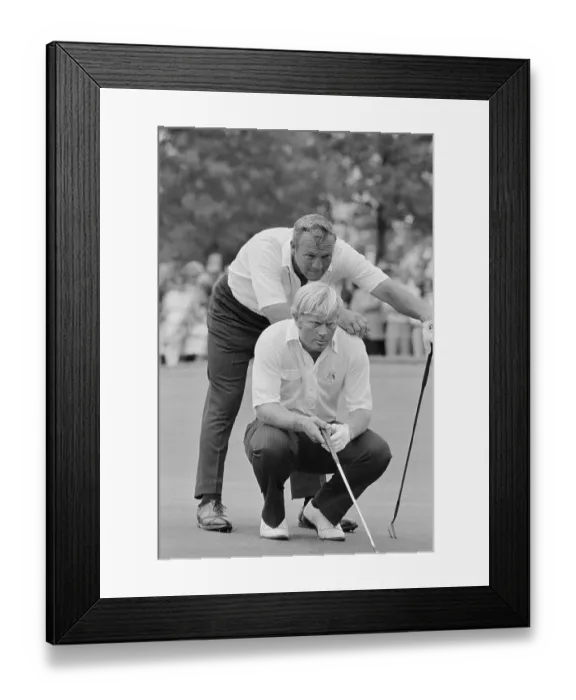 Framed Print : Golf Professionals Nicklaus and Palmer Studying Next Move Framed Print : Golf Professionals Nicklaus and Palmer Studying Next Move