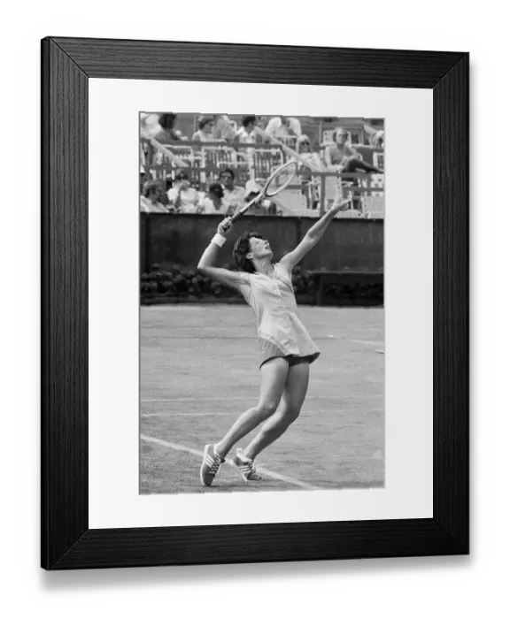 Framed Print : Billie Jean King Playing Tennis with a Difficult Move