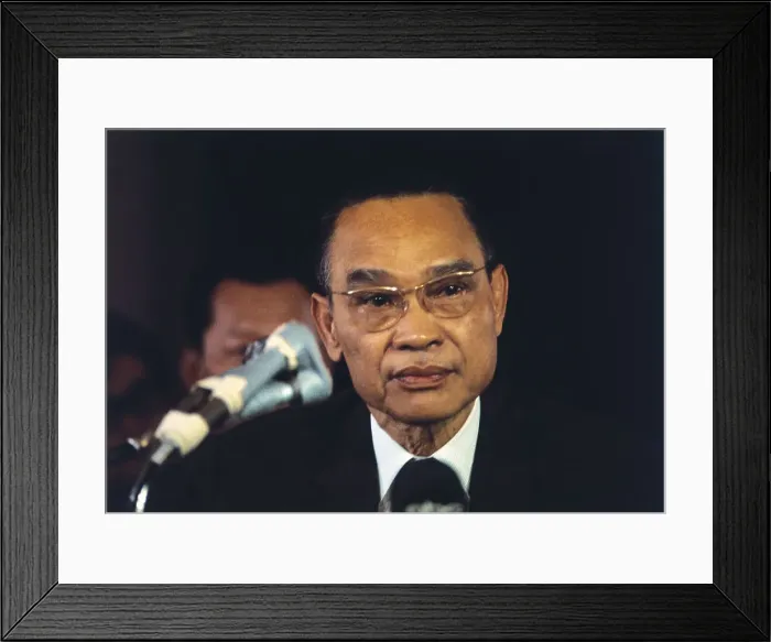 Framed Print : Prince Sisowath Sirik Matak During Press Conference at Presidential Palace