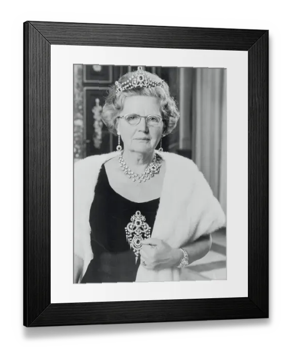 Framed Print : Queen Juliana in Fur Shawl and Crown Jewels Framed Print : Queen Juliana in Fur Shawl and Crown Jewels