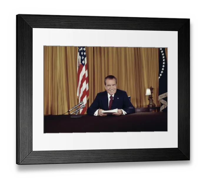 Framed Print : President Richard Nixon after Addressing Nation on Watergate Framed Print : President Richard Nixon after Addressing Nation on Watergate