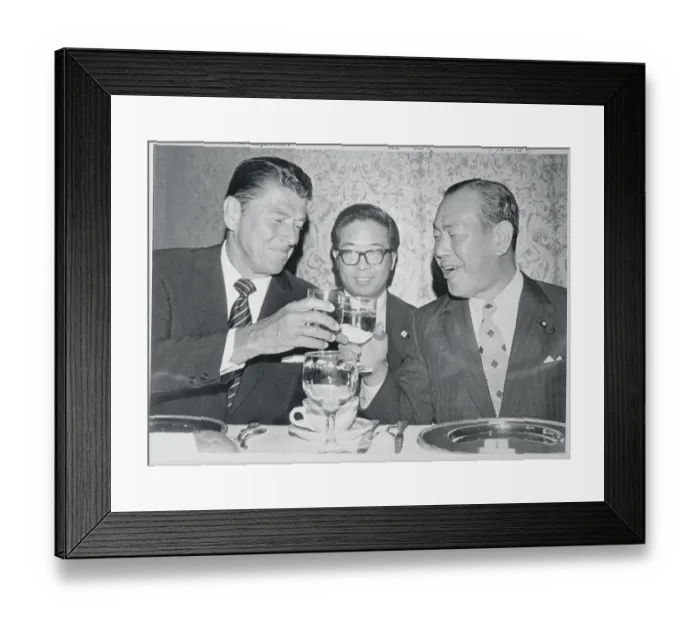 Framed Print : Ronald Reagan Sharing Toast with Kakuei Tanaka Framed Print : Ronald Reagan Sharing Toast with Kakuei Tanaka