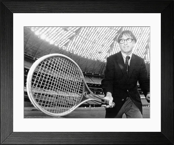 Framed Print : Bobby Riggs with an Oversized Tennis Racquet Framed Print : Bobby Riggs with an Oversized Tennis Racquet