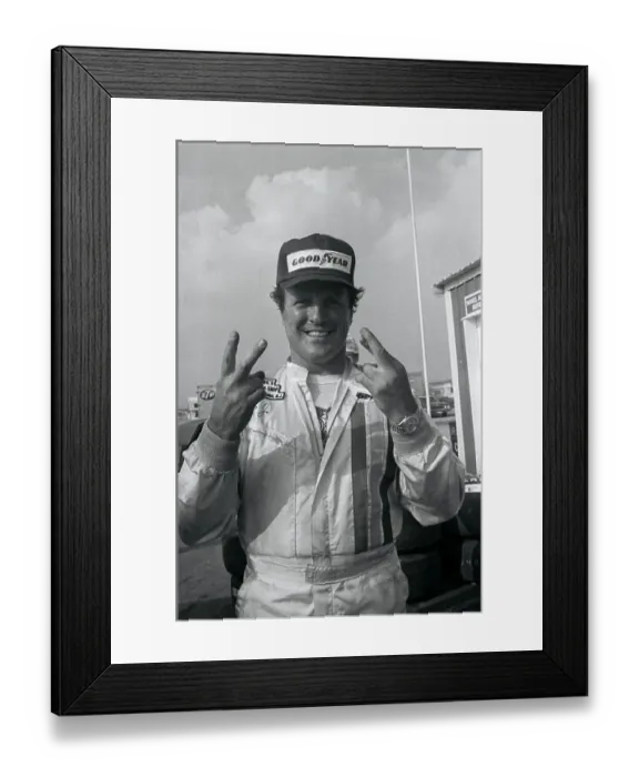 Framed Print : A.J. Foyt Crosses Fingers for Luck Before Race Framed Print : A.J. Foyt Crosses Fingers for Luck Before Race