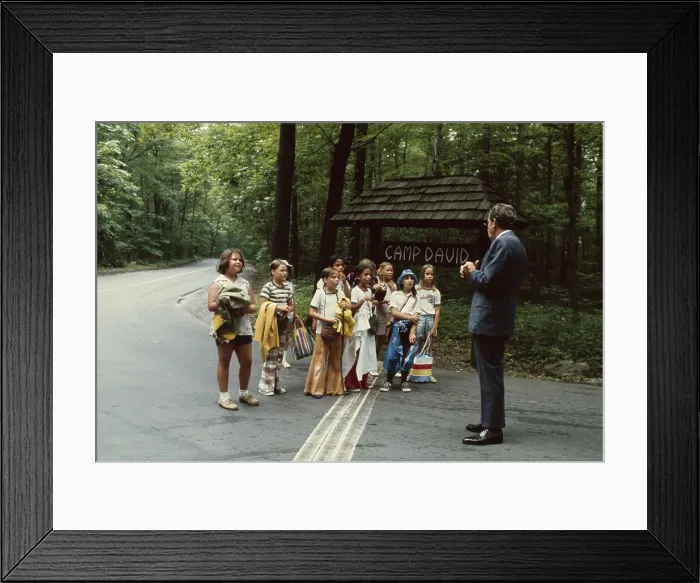 Framed Print : Richard Nixon Posing with Girl Scouts Framed Print : Richard Nixon Posing with Girl Scouts