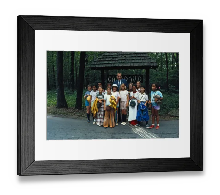 Framed Print : Richard Nixon Posing with Girl Scouts Framed Print : Richard Nixon Posing with Girl Scouts