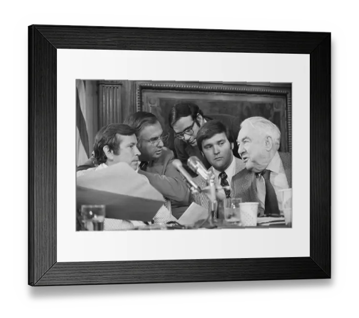 Framed Print : Senate Watergate Committee Chairman Conferring with Colleagues Framed Print : Senate Watergate Committee Chairman Conferring with Colleagues