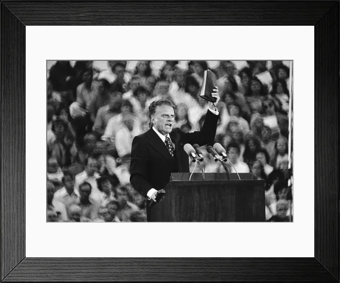 Framed Print : Billy Graham Preaching, Bible Raised Framed Print : Billy Graham Preaching, Bible Raised