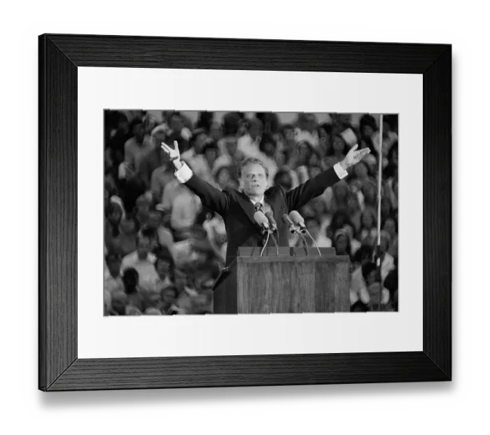 Framed Print : Billy Graham Preaching to an Audience Framed Print : Billy Graham Preaching to an Audience