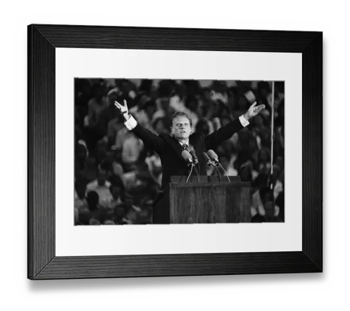 Framed Print : Billy Graham Preaching to Crowd