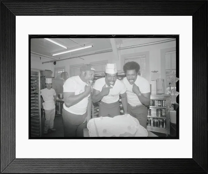 Framed Print : Archie Moore, Earnie Shavers, and Don King Tasting Cake Framed Print : Archie Moore, Earnie Shavers, and Don King Tasting Cake
