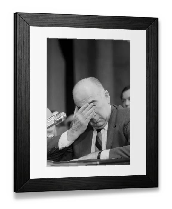 Framed Print : Former Attorney General Mitchell Wiping His Eyes