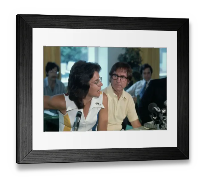 Framed Print : Billie Jean King and Bobby Riggs at Press Conference Framed Print : Billie Jean King and Bobby Riggs at Press Conference