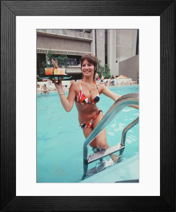 Framed Print : Bikini-Clad Bartender Poolside Framed Print : Bikini-Clad Bartender Poolside