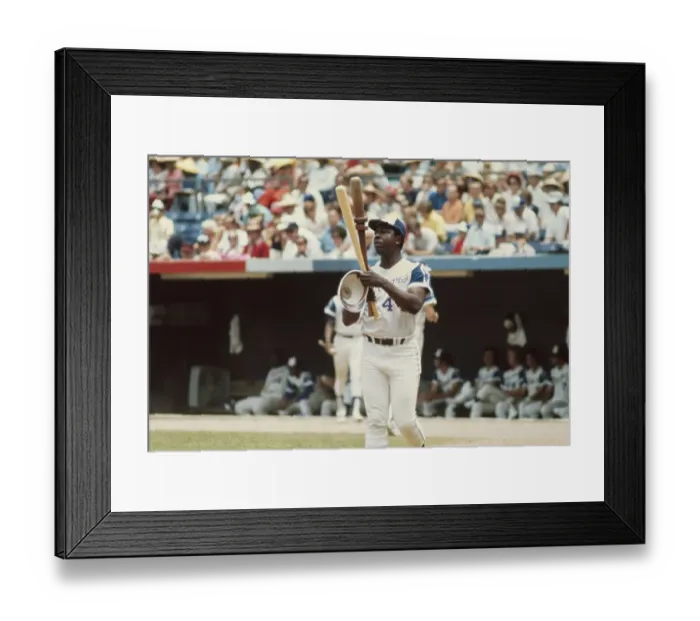 Framed Print : Hank Aaron Warming Up to Bat