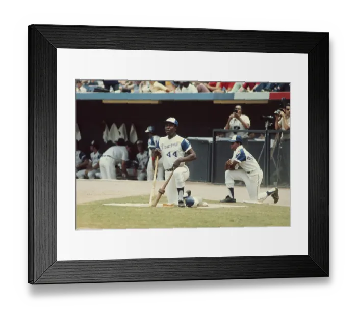 Framed Print : Hank Aaron Warming Up to Bat