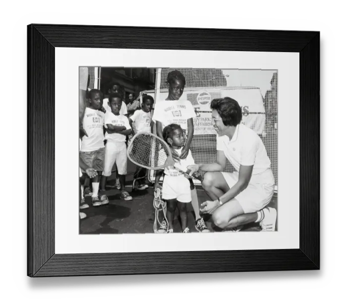 Framed Print : Althea Gibson Showing Racquet to Kids Framed Print : Althea Gibson Showing Racquet to Kids