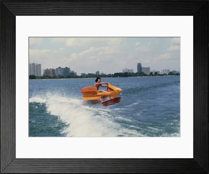 Framed Print : Clyde Ono Demonstrates The Power-Ski Framed Print : Clyde Ono Demonstrates The Power-Ski
