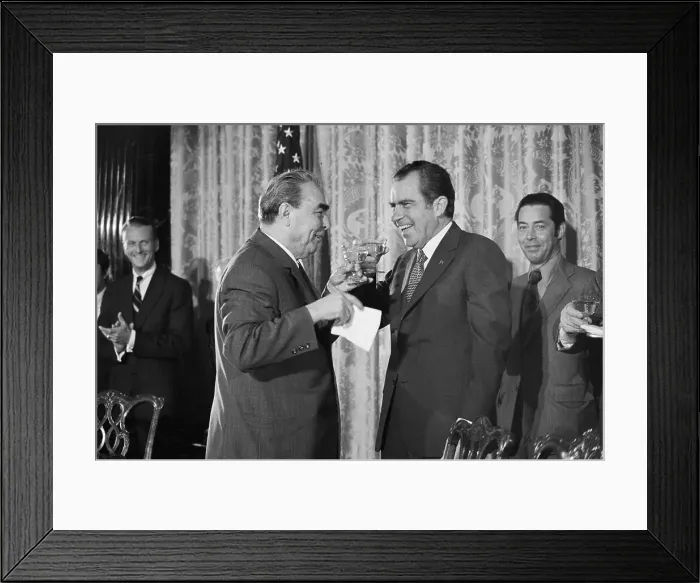 Framed Print : President Richard Nixon and Premier Leonid Brezhnev Toasting Agreements Framed Print : President Richard Nixon and Premier Leonid Brezhnev Toasting Agreements