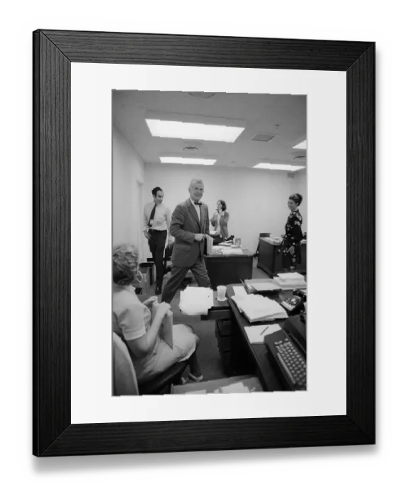 Framed Print : Archibald Cox Walking Inside His Watergate Headquarters