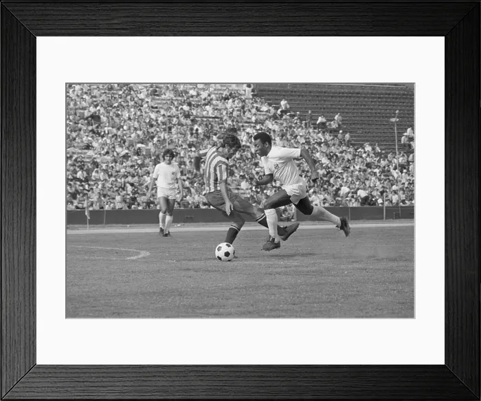 Framed Print : Soccer Star Pele Passing a Defensive Player Framed Print : Soccer Star Pele Passing a Defensive Player