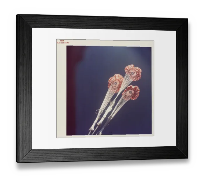 Framed Print : Three main ring sail parachutes of the Skylab 3