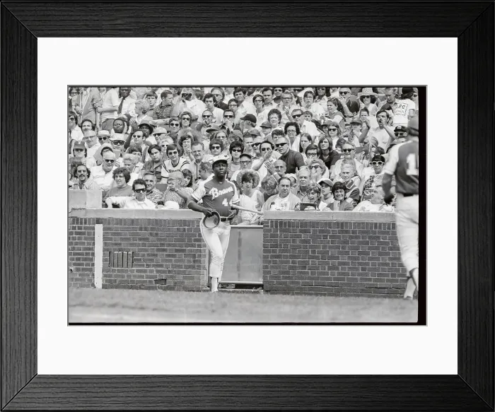 Framed Print : Hank Aaron Standing Ready with Baseball Gear Framed Print : Hank Aaron Standing Ready with Baseball Gear