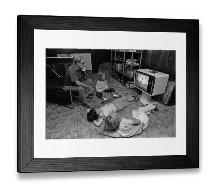 Framed Print : Lydon Allin Watching Watergate on Television Framed Print : Lydon Allin Watching Watergate on Television