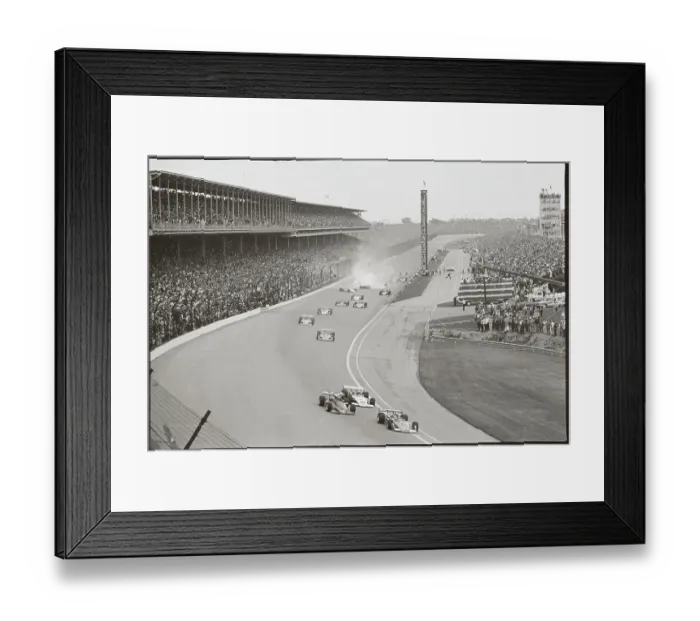 Framed Print : Race Cars Spinning out of Control