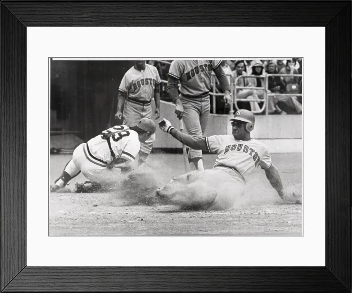 Framed Print : Bob Watson Slides Into Home;Houston Astr Framed Print : Bob Watson Slides Into Home;Houston Astr